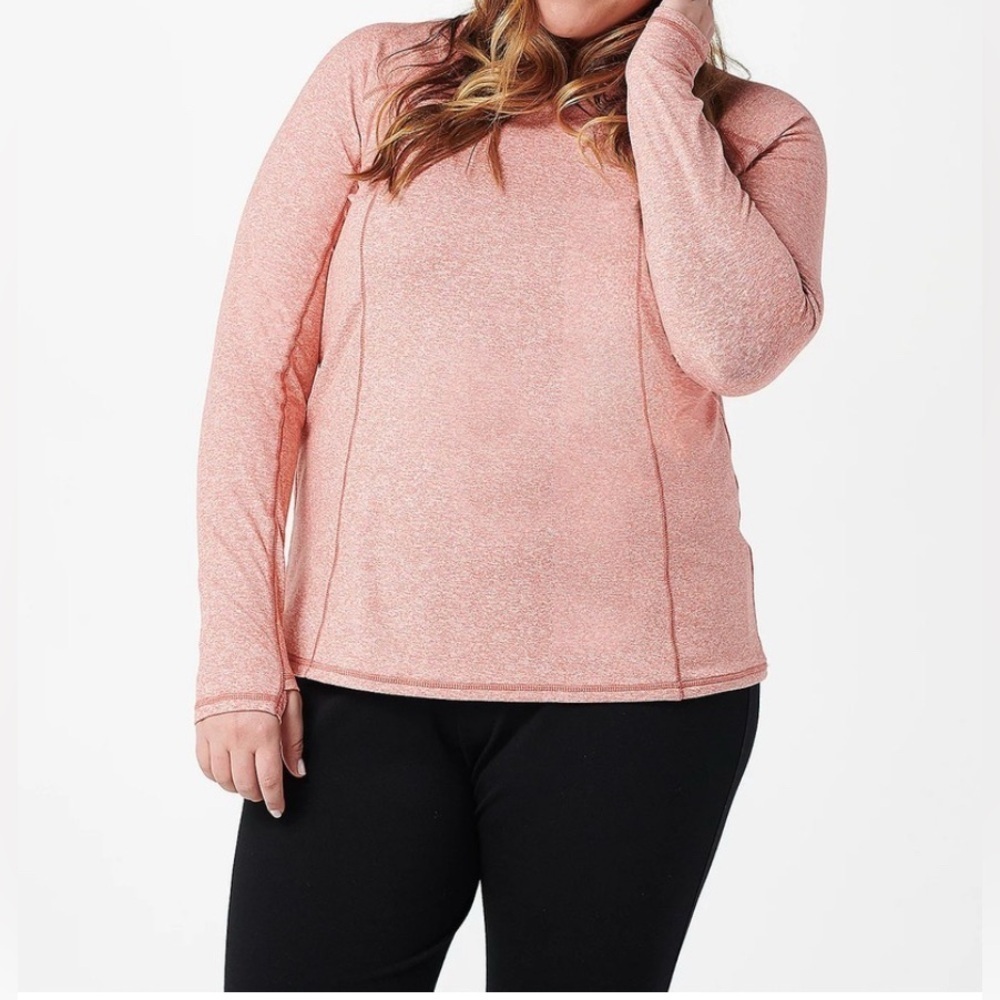 🆕 Zuda Coral Heathered Long Sleeve Active Tee(Pit to pit 21” Length 26”)